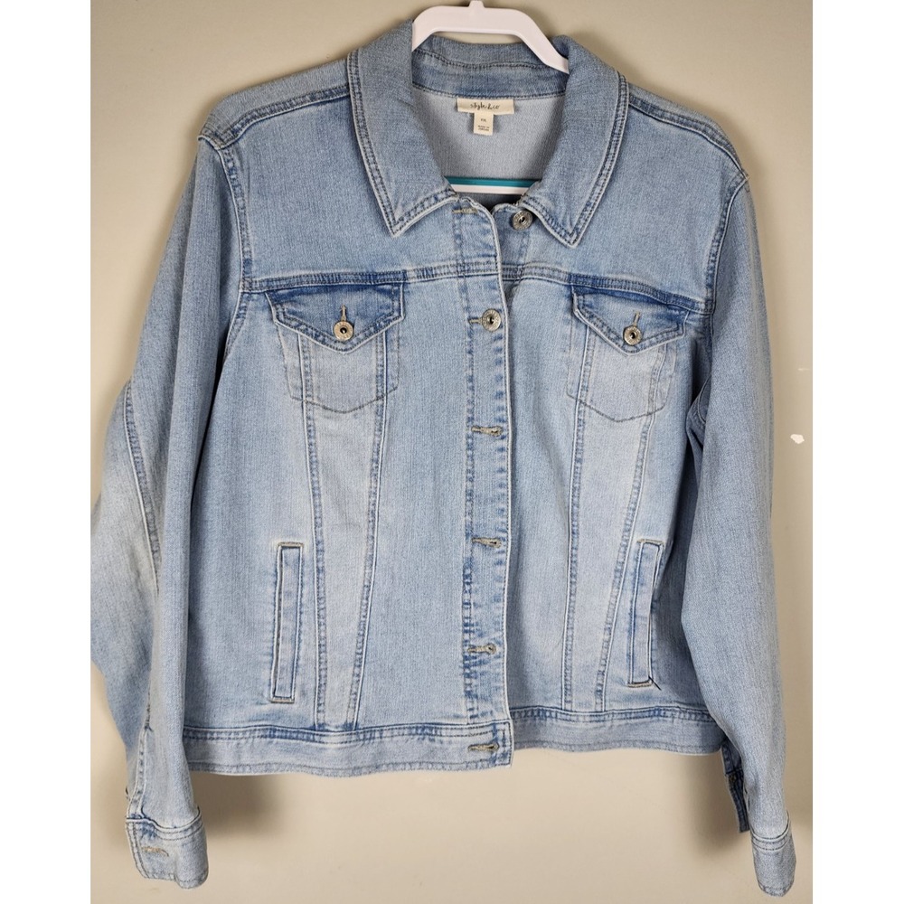 Style & Co Women's Classic Denim Jacket Blue‎ XXL